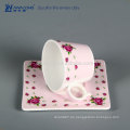 Pink Pattern Rose Malerei Täglich verwendet Kaffee Porzellan Cup Designs, Keramik Cups Trinkbecher und Untertassen Set